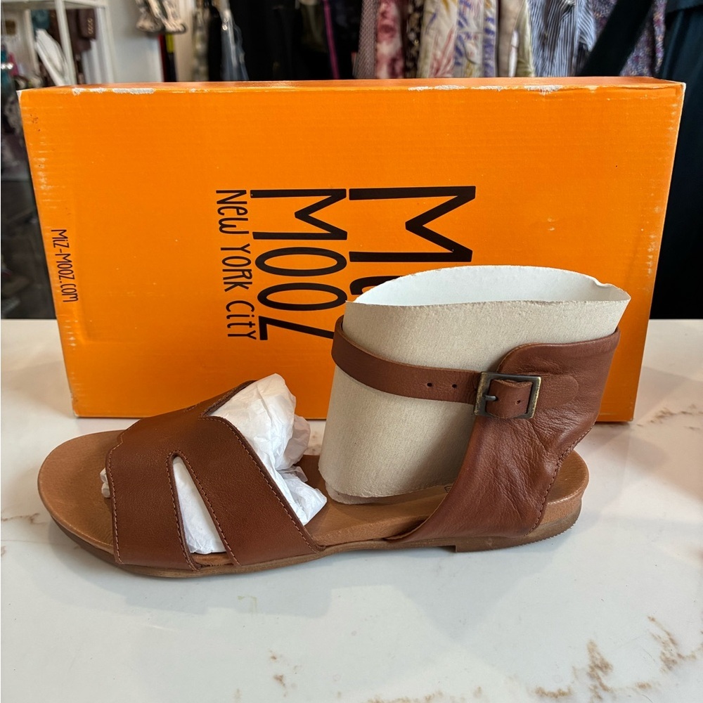 Miz Mooz Ankle Strap Open Toe Tan Sandals Size 38